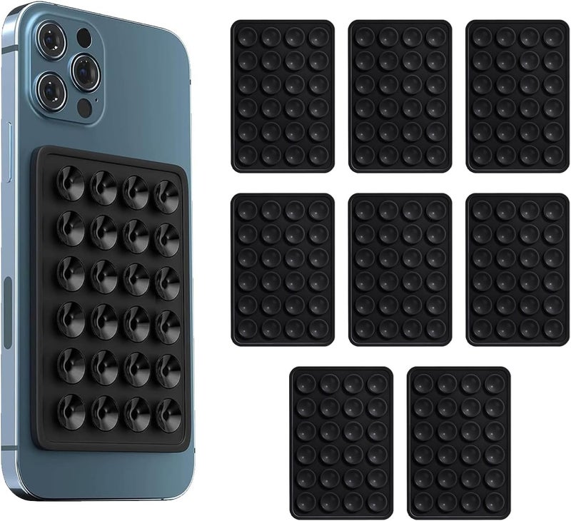 Biunnru 8 Pcs Silicone Suction Phone Holder Stand Non-Slip Smartphone Case Mount, Hands-Free, Easy to Clean, Perfect for Selfies and Videos Adhesive Silicone Phone Accessory (Black) - Image 1